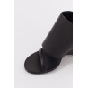 COURREGES BLACK OBLIQUE WEDGED LEATHER SANDALS