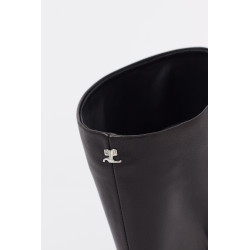 COURREGES BLACK OBLIQUE WEDGED LEATHER SANDALS