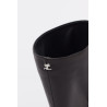 COURREGES BLACK OBLIQUE WEDGED LEATHER SANDALS