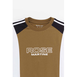 MARTINE ROSE GREEN KHAKI OVERSIZED PANELLED T SHIRT