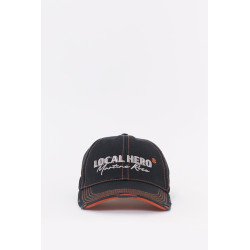 MARTINE ROSE BLACK ORANGE ROLL BACK CAP