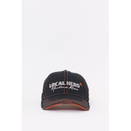 MARTINE ROSE BLACK ORANGE ROLL BACK CAP