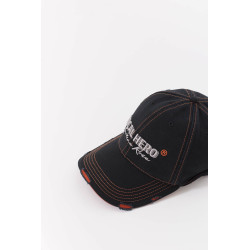 MARTINE ROSE BLACK ORANGE ROLL BACK CAP