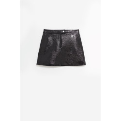 COURREGES BLACK REEDITION VINYL MINI SKIRT