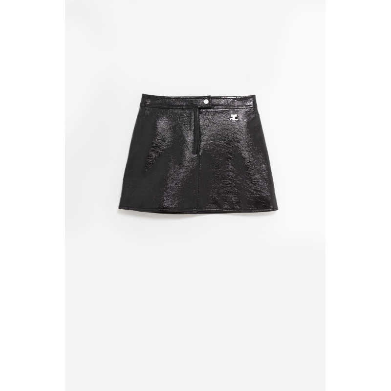 COURREGES BLACK REEDITION VINYL MINI SKIRT