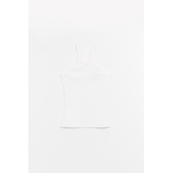 COURREGES HERITAGE WHITE CRISS CROSS 90 S RIB ZIPPED TANK TOP