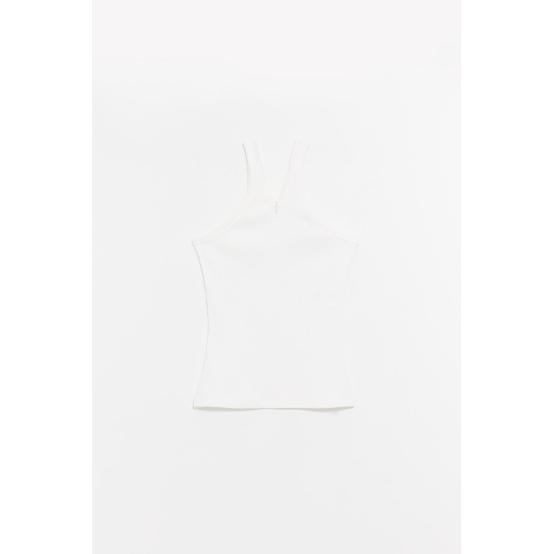 COURREGES HERITAGE WHITE CRISS CROSS 90 S RIB ZIPPED TANK TOP