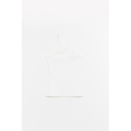 COURREGES HERITAGE WHITE CRISS CROSS 90 S RIB ZIPPED TANK TOP