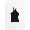 COURREGES BLACK CRISS CROSS 90 S RIB ZIPPED TANK TOP