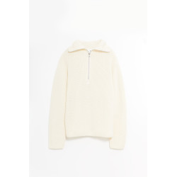 COURREGES NATURAL BALACLAVA WOOL SWEATER