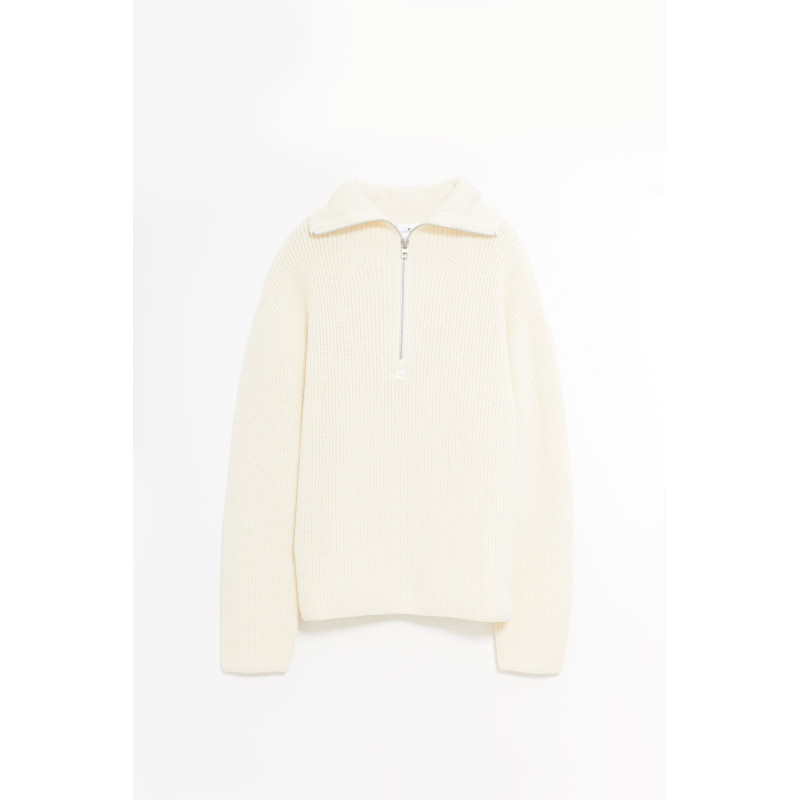COURREGES NATURAL BALACLAVA WOOL SWEATER