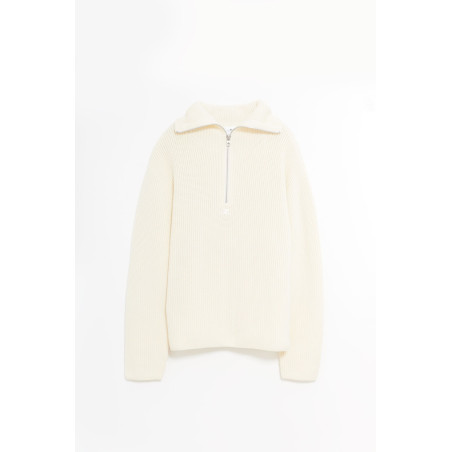 COURREGES NATURAL BALACLAVA WOOL SWEATER