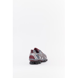 ASICS KHAKI SHEET ROCK DARK CHERRY GEL QUANTUM KINETIC SNEAKERS