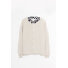 SECOND LAYER PINK WHITE CHECKERED CARDIGAN