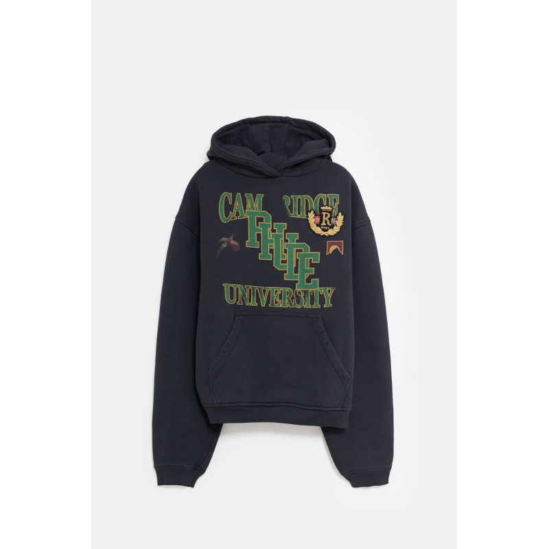 RHUDE VINTAGE BLACK UNIVERSITY HOODIE