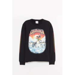 CASABLANCA BLACK SKI PRINTED LONG SLEEVE T SHIRT