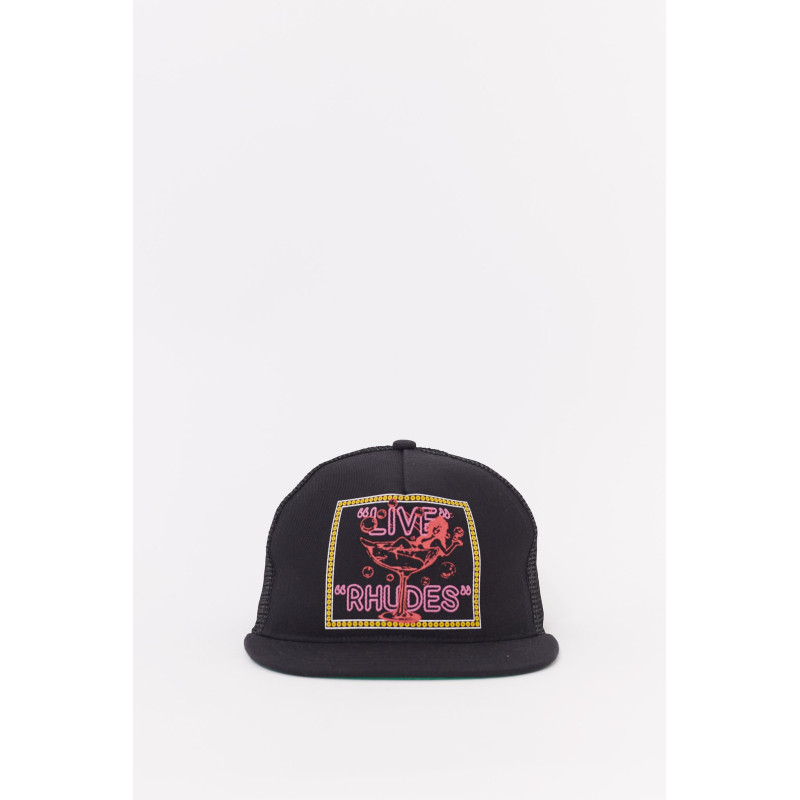 RHUDE BLACK LIVE RHUDES TRUCKER HAT