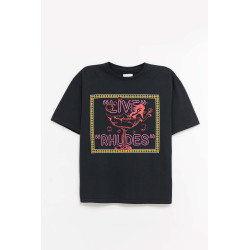 RHUDE VINTAGE BLACK LIVE RHUDES T SHIRT