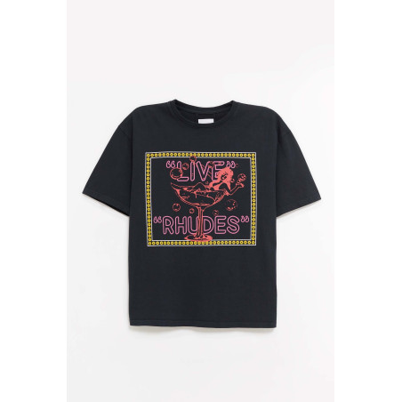 RHUDE VINTAGE BLACK LIVE RHUDES T SHIRT