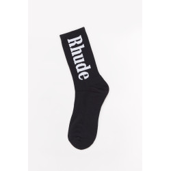 RHUDE BLACK VERTICAL LOGO SOCKS