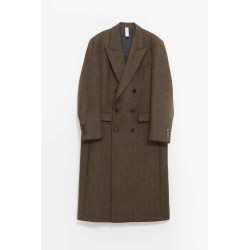 SUNFLOWER GREEN HERRINGBONE DB COAT