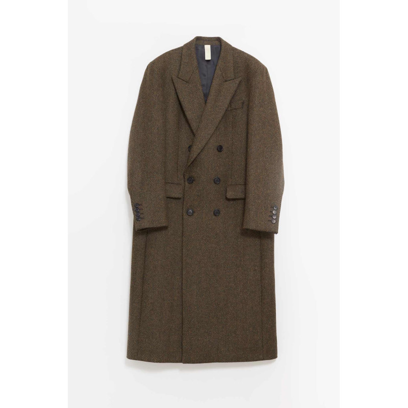 SUNFLOWER GREEN HERRINGBONE DB COAT