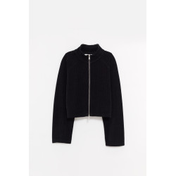 MFPEN BLACK JERSEY CROPPED LEISURE ZIP UP JACKET