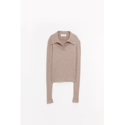 MFPEN OATMEAL OPEN PLACKET POLO