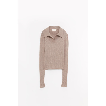 MFPEN OATMEAL OPEN PLACKET POLO