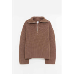 COURREGES MOCHA RIBBED WOOL TRUCKER SWEATER