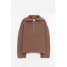 COURREGES MOCHA RIBBED WOOL TRUCKER SWEATER