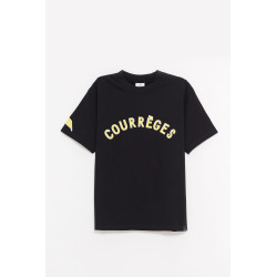 COURREGES BLACK OVERSIZED PRINTED T SHIRT