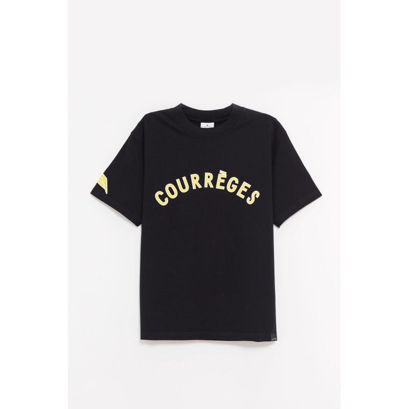 COURREGES BLACK OVERSIZED PRINTED T SHIRT