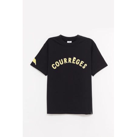 COURREGES BLACK OVERSIZED PRINTED T SHIRT
