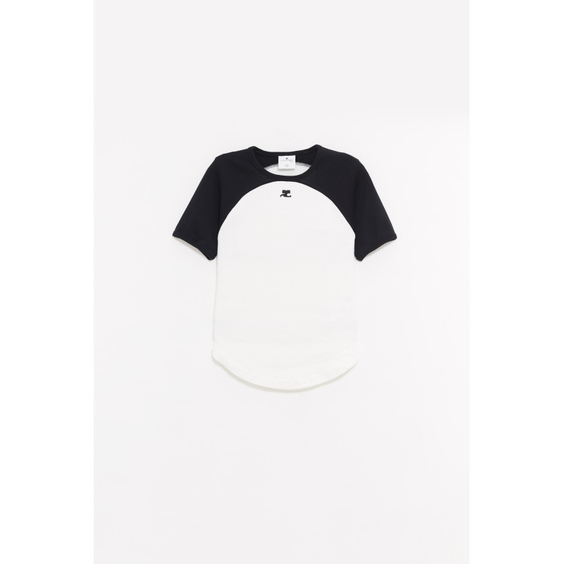 COURREGES HERITAGE WHITE CIRCLE CONTRAST T SHIRT