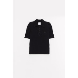 COURREGES BLACK SIGNATURE RIB POLO