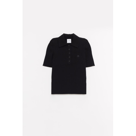 COURREGES BLACK SIGNATURE RIB POLO