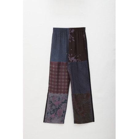 MARINE SERRE PEWTER REGENERATED SCARVES SILK PAJAMA PANTS
