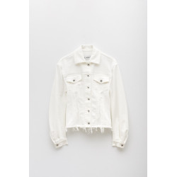 LANVIN OPTIC WHITE DENIM FITTED JACKET