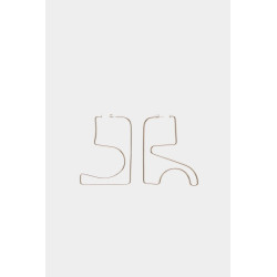 COURREGES SILVER MEDIUM AC METAL 8CM EARRINGS