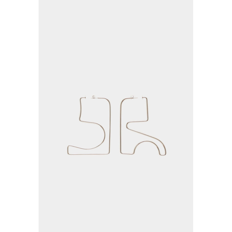 COURREGES SILVER MEDIUM AC METAL 8CM EARRINGS