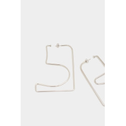 COURREGES SILVER MEDIUM AC METAL 8CM EARRINGS