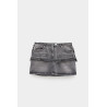 COURREGES STONEWASHED GREY STRAP DENIM MINI SKIRT