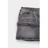 COURREGES STONEWASHED GREY STRAP DENIM MINI SKIRT