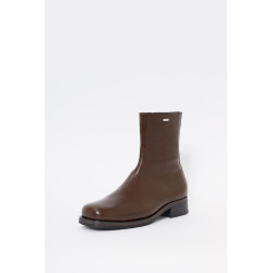 OUR LEGACY OLIVE LEATHER CAMION BOOTS