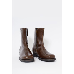 OUR LEGACY OLIVE LEATHER CAMION BOOTS