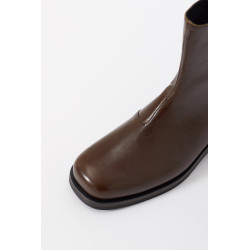 OUR LEGACY OLIVE LEATHER CAMION BOOTS