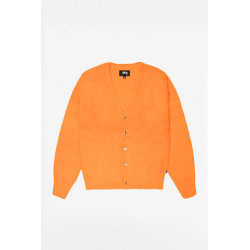 STUSSY RED ORANGE SHAGGY CARDIGAN