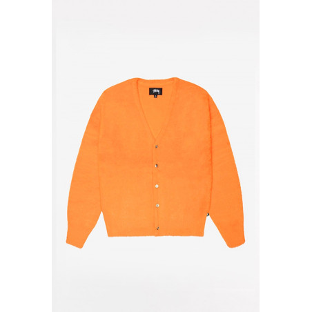STUSSY RED ORANGE SHAGGY CARDIGAN