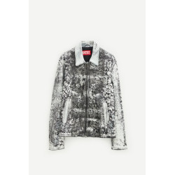DIESEL BLACK WHITE L PYLON A LEATHER JACKET